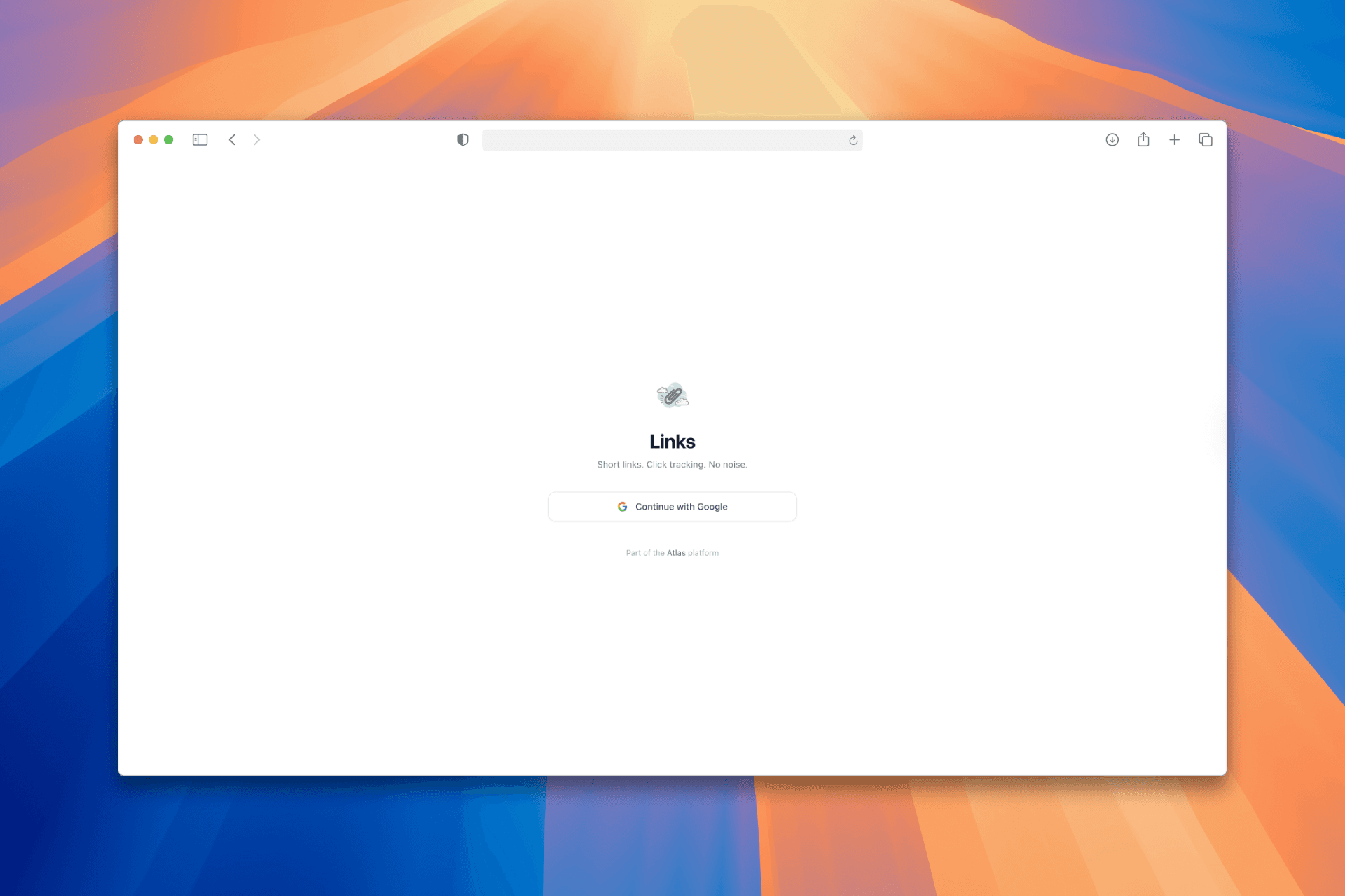 Links URL shortener home page