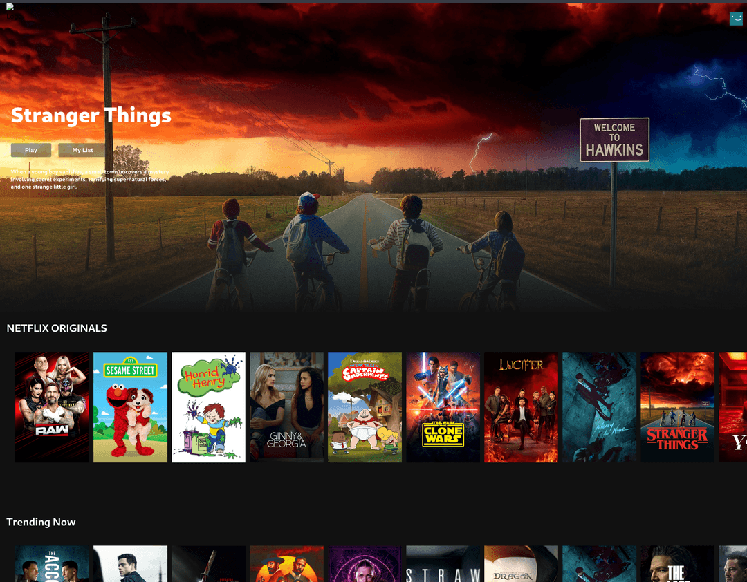 Netflix clone project home page screenshot
