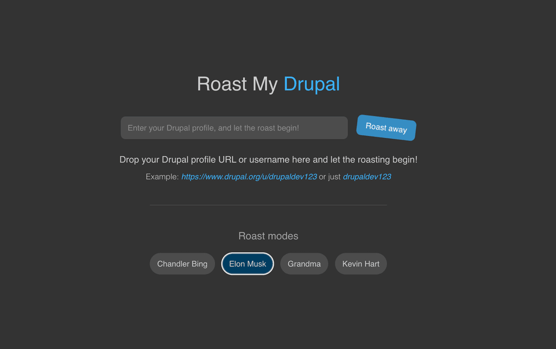 Roast my Drupal web page screenshot